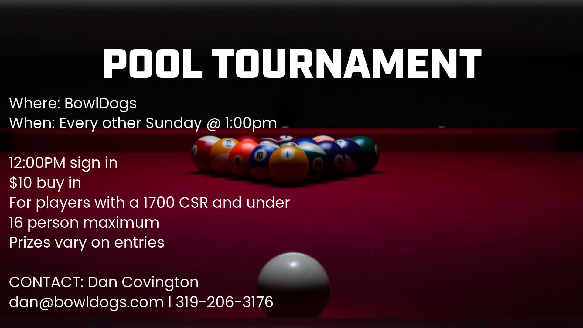 Pool Tournament @ BowlDogs