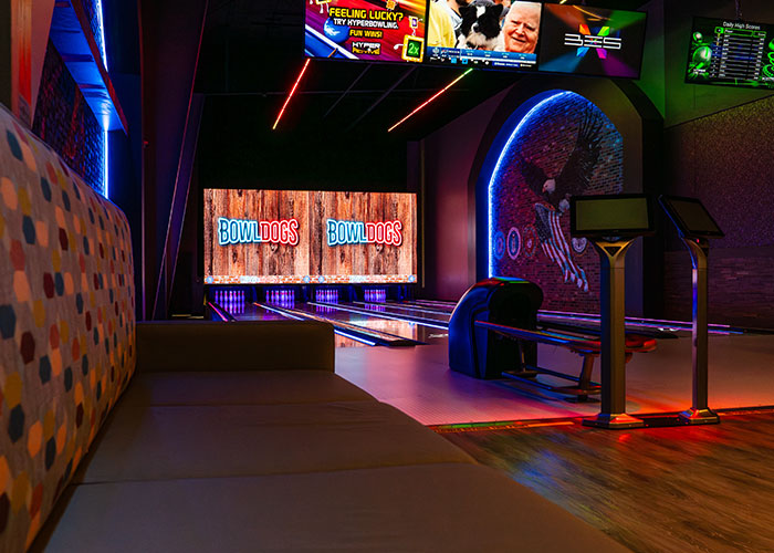 VIP bowling lanes at Bowldogs